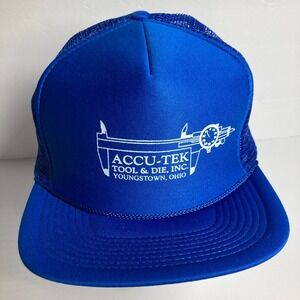 Accu-Tek Tool & Die Trucker Cap Hat Adult Blue Snapback Youngstown‎ Ohio